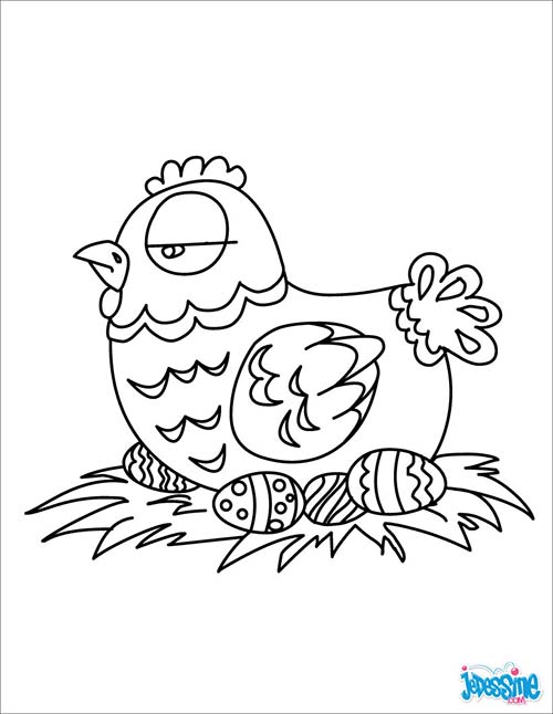 Coloriage De Paque Poule