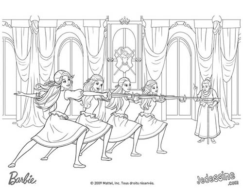 Coloriage Barbie 3 Mousquetaires