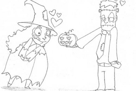 Coloriages-Enfants-deguises-pour-Halloween-Coloriage-de-la-declaration-damour-de-Frankenstein.jpg