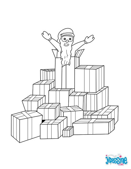 Coloriages-du-Pere-Noel-Pere-Noel-et-montagne-de-cadeaux.jpg