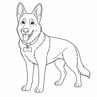 Coloriage Berger allemand avec collier à imprimer