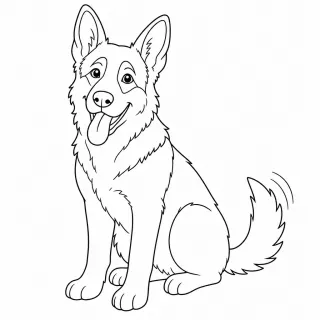 Coloriage Berger allemand joyeux à imprimer