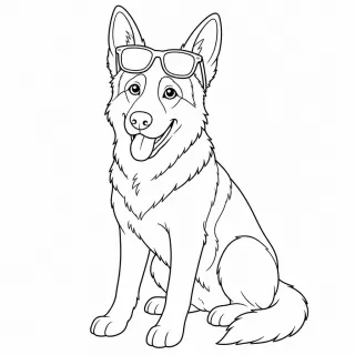 Coloriage Berger allemand rigolo à imprimer
