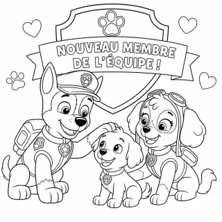 Coloriage Chase et Sky adoptent chiot à imprimer