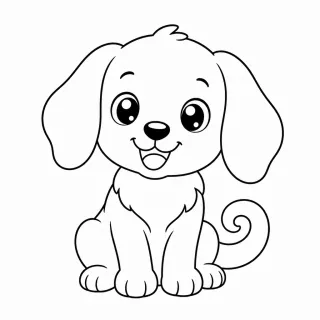 Coloriage Chien kawaii oreilles tombantes à imprimer