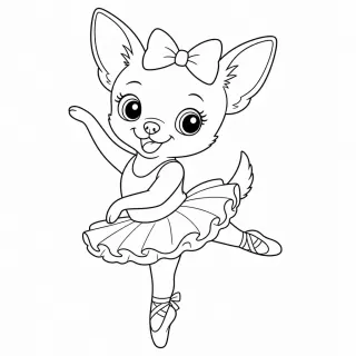 Coloriage Chihuahua danseur au tutu rose à imprimer