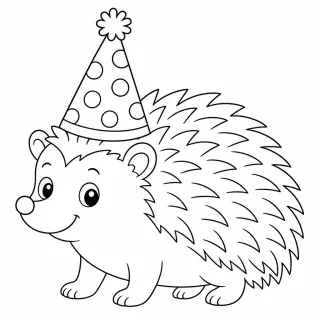 Coloriage Hérisson fête rigolo à imprimer