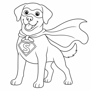 Coloriage Labrador super-héros avec cape à imprimer