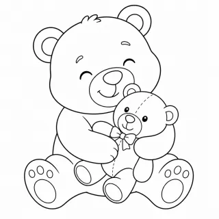 Coloriage Ours câlinant peluche à imprimer