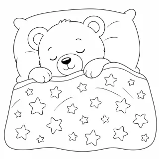 Coloriage Ours rêveur sous étoiles à imprimer