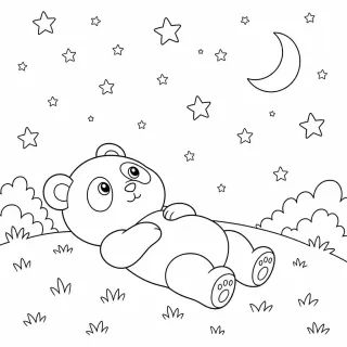 Coloriage Panda rêveur sous les étoiles à imprimer