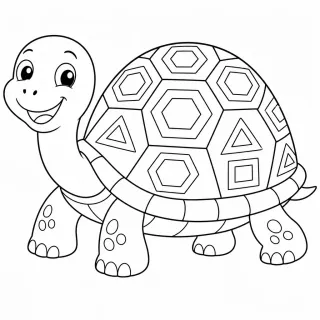 Coloriage Tortue joyeuse à motifs géométriques à imprimer