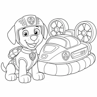 Coloriage Zuma le labrador et hovercraft à imprimer