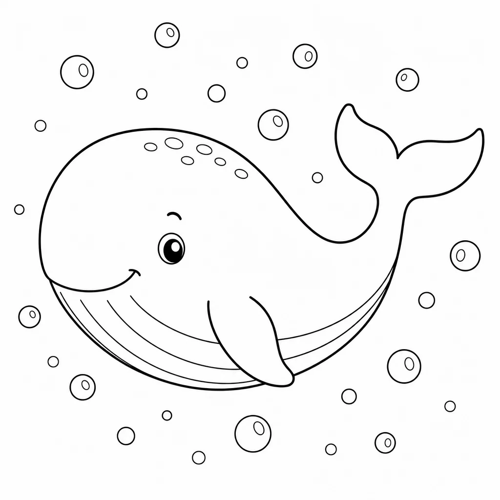 Coloriage Baleine et bulles joyeuses à imprimer