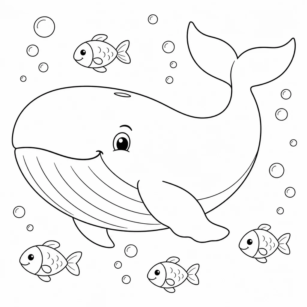 Coloriage Baleine joyeuse dans l'océan à imprimer