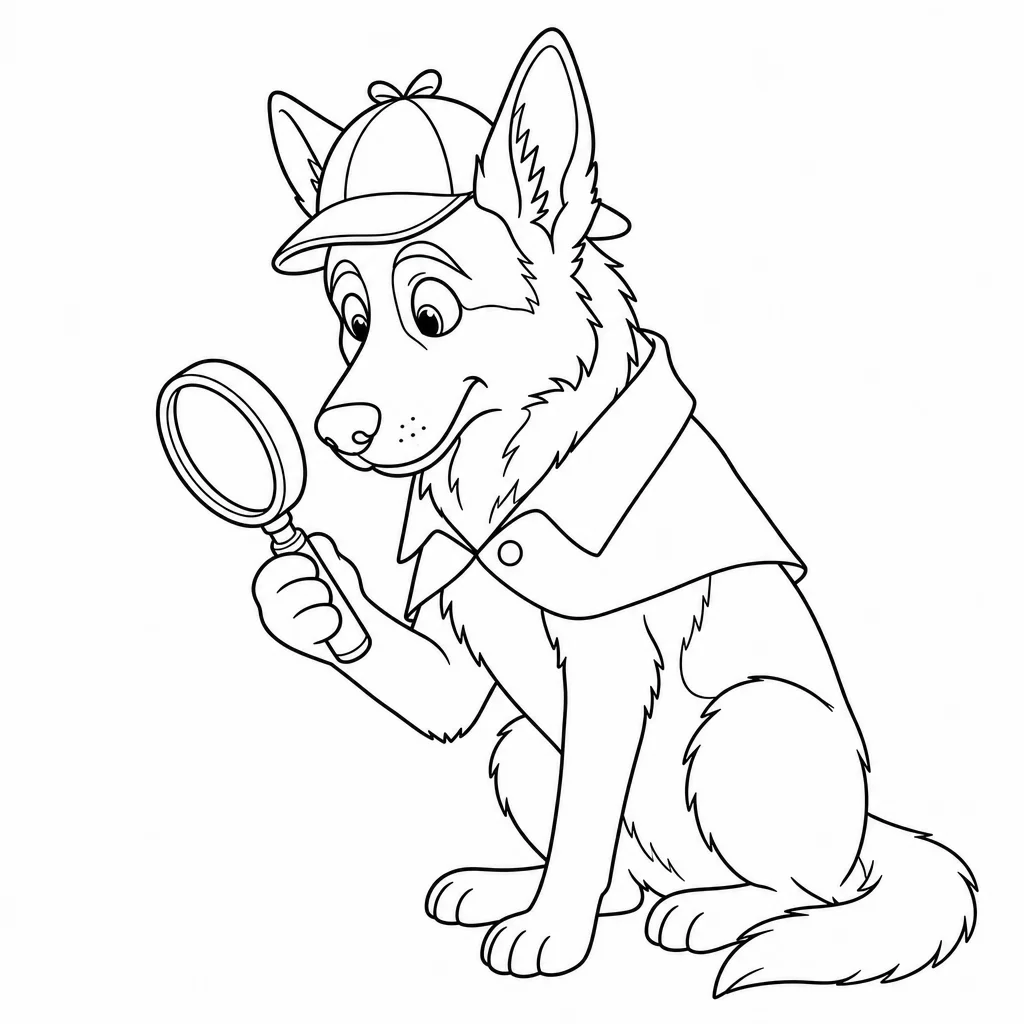 Coloriage Chien détective et sa loupe à imprimer