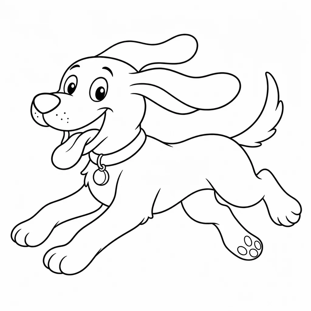 Coloriage Chien qui court joyeusement à imprimer