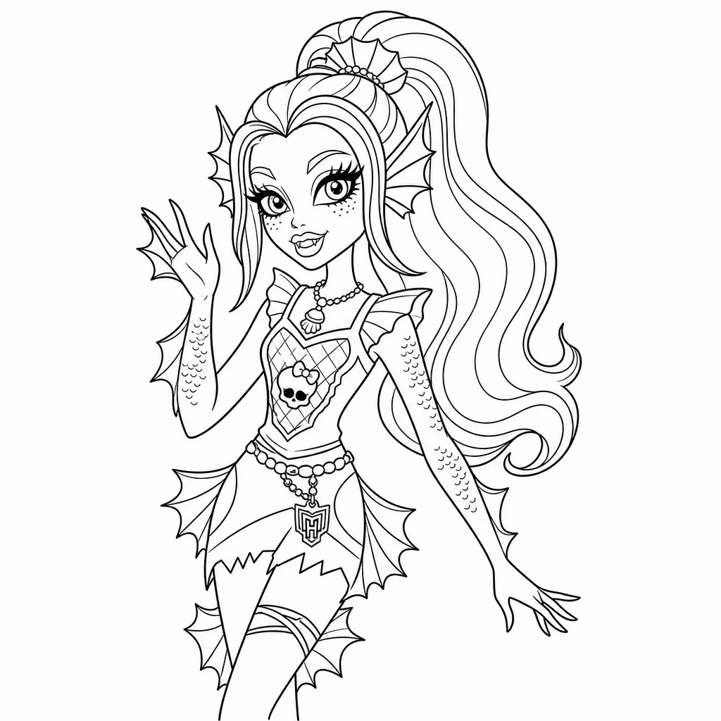 Coloriage Créature aquatique Monster High à imprimer