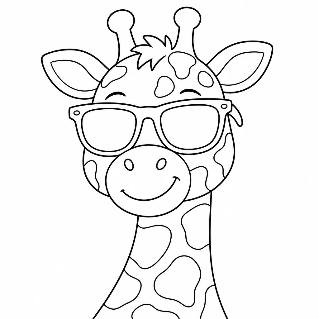 Coloriage Girafe cool avec lunettes à imprimer