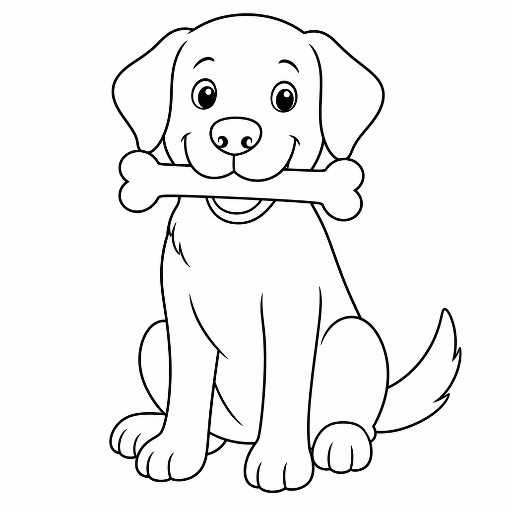 Coloriage Labrador et son os à imprimer