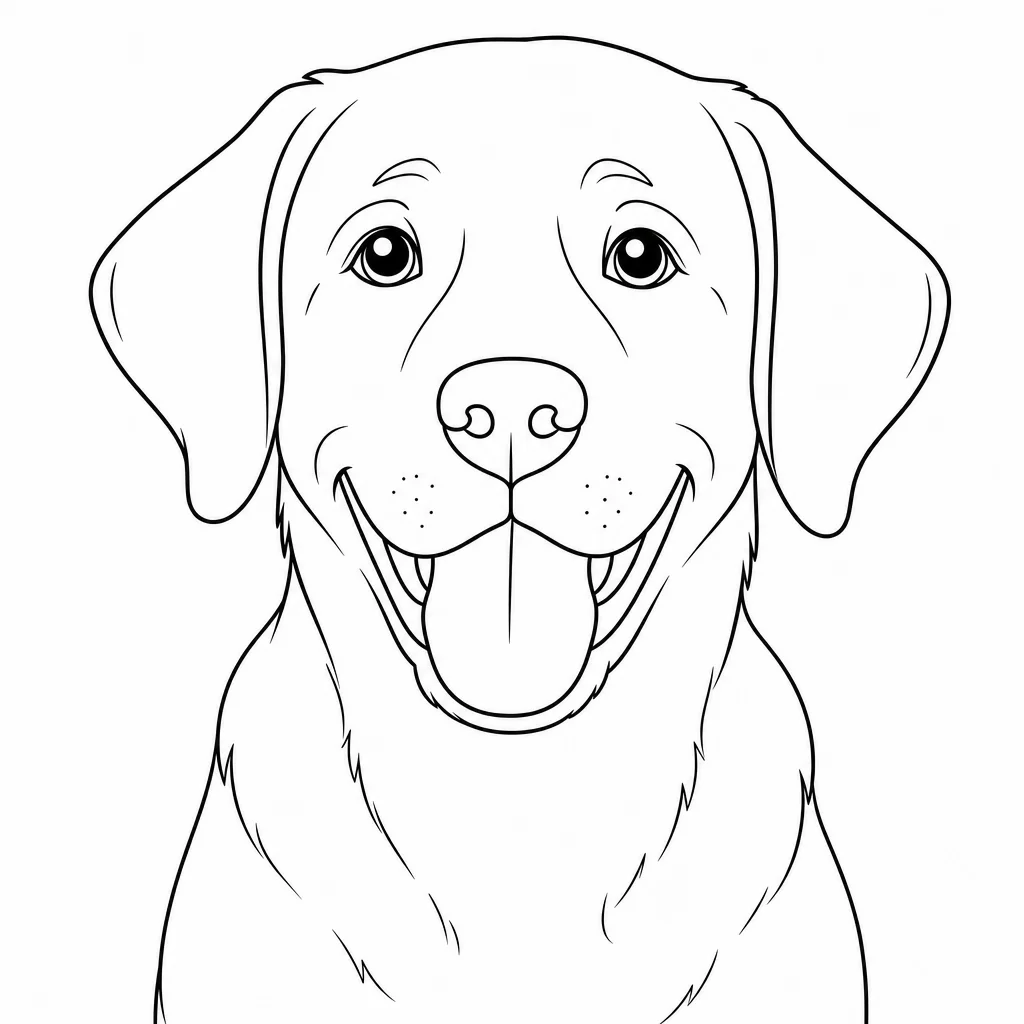 Coloriage Labrador souriant et attentif à imprimer