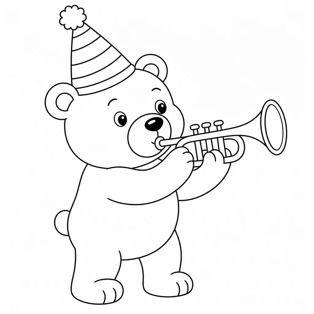 Coloriage Ours fête joyeuse à imprimer