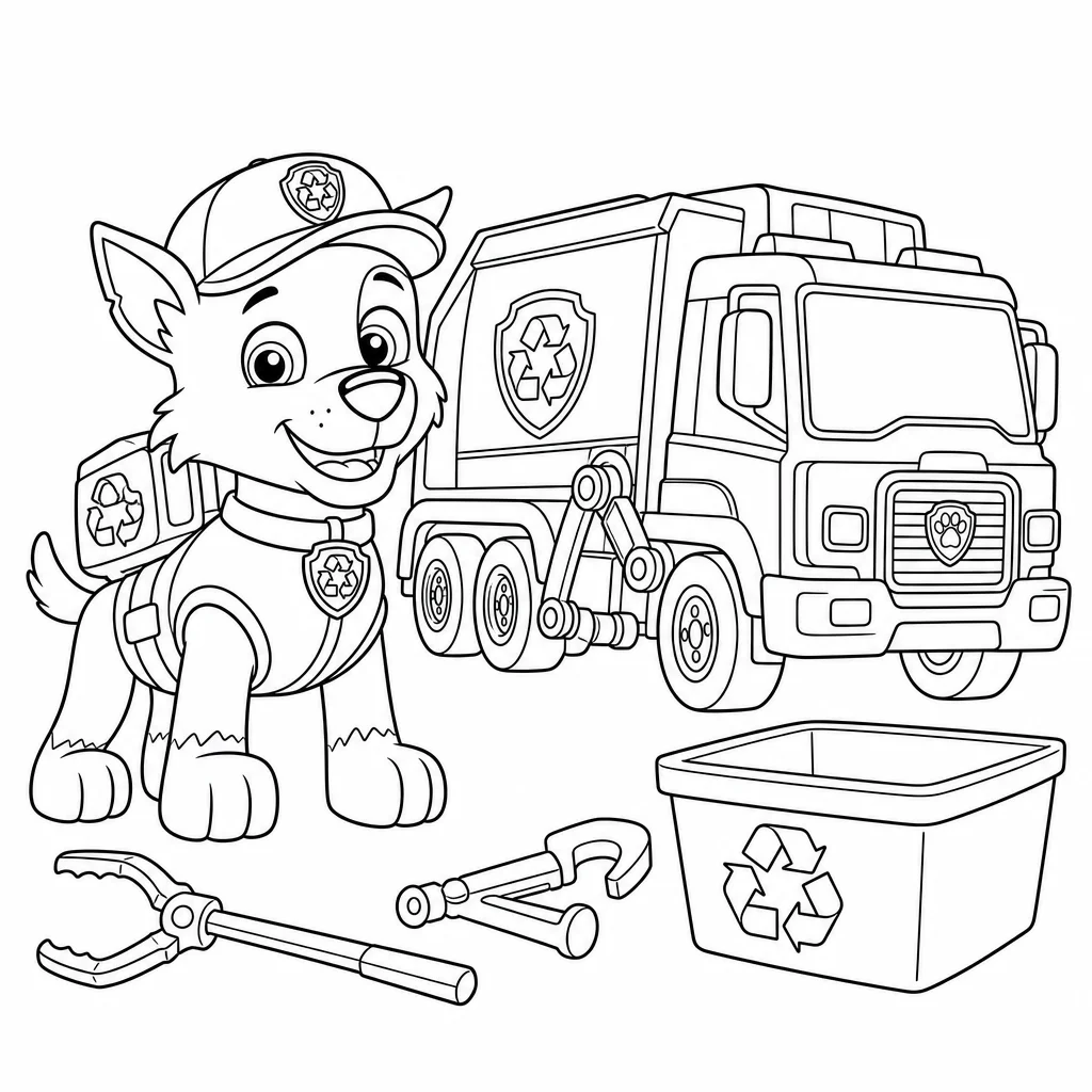 Coloriage Rocky et son camion vert à imprimer
