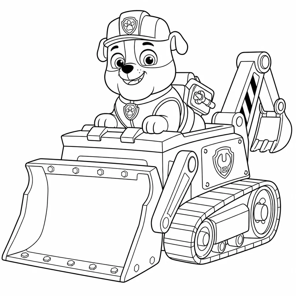 Coloriage Rubble bulldog sur bulldozer à imprimer